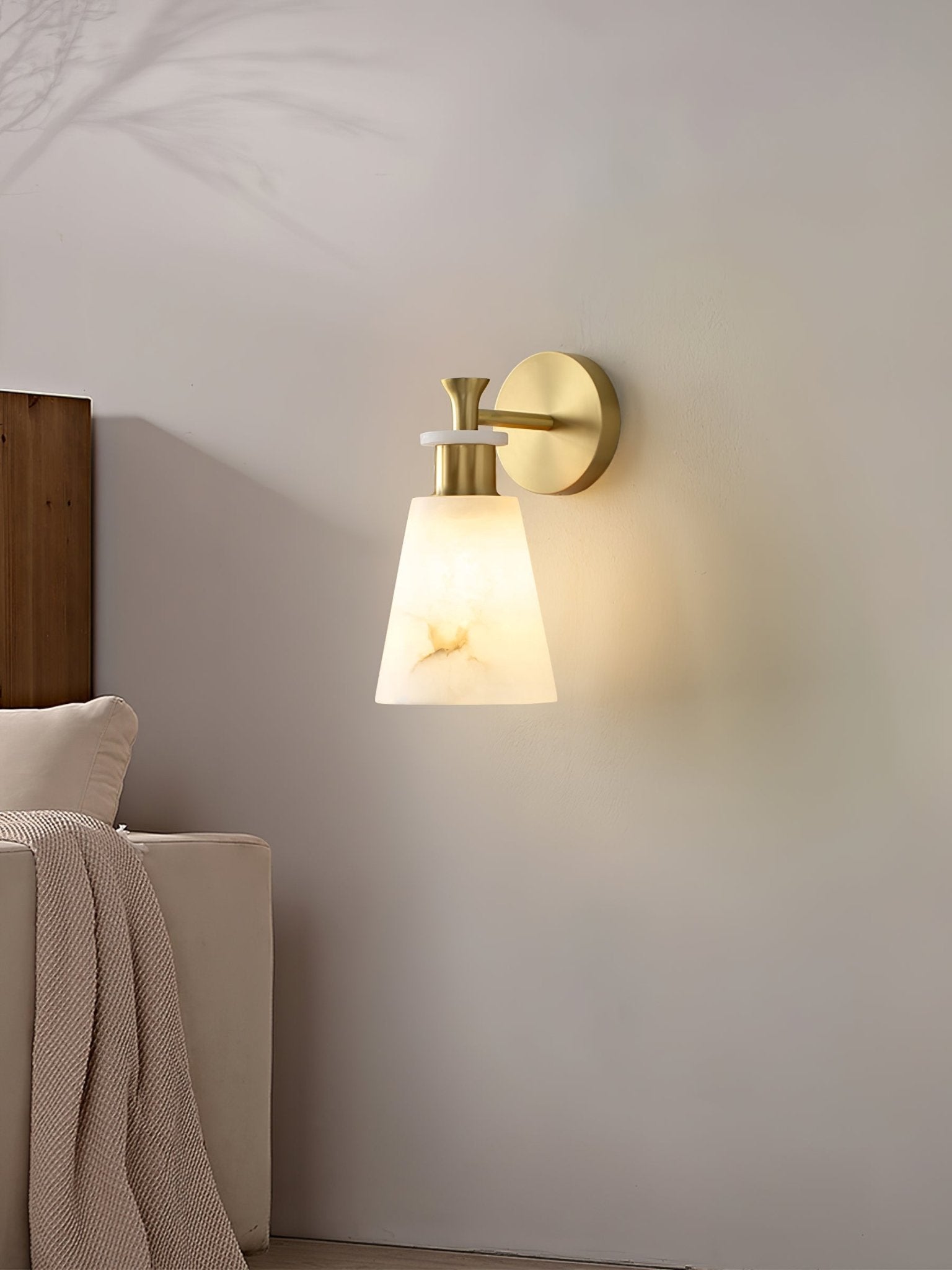 Tapered Alabaster Wall Light, Hardwired Wall Sconce, detail 3