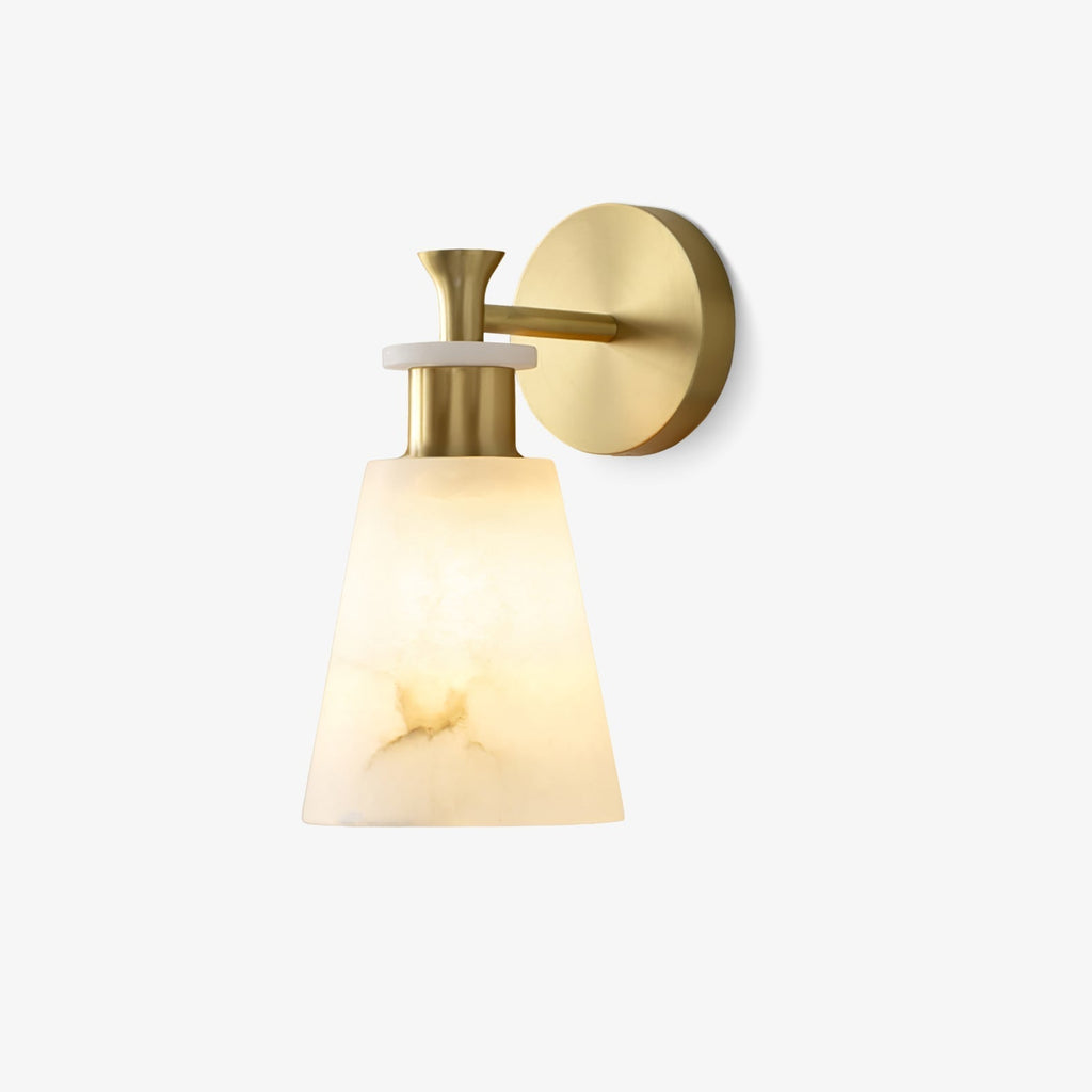 Tapered Alabaster Wall Light, Hardwired Wall Sconce, Metal, ∅ 4.7″ x H 9.8″
