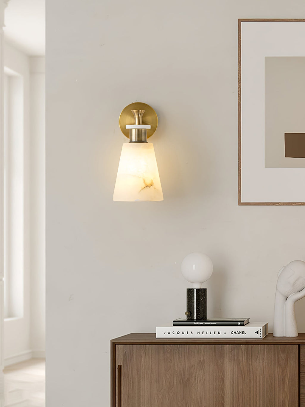 Tapered Alabaster Wall Light, Hardwired Wall Sconce, detail 8