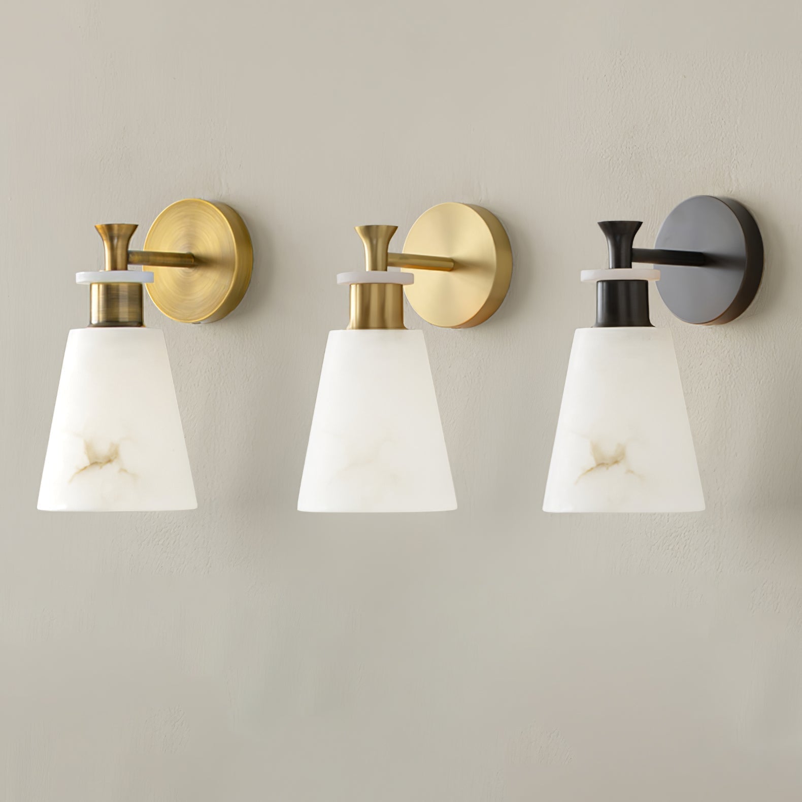 Tapered Alabaster Wall Light, Hardwired Wall Sconce, detail 12