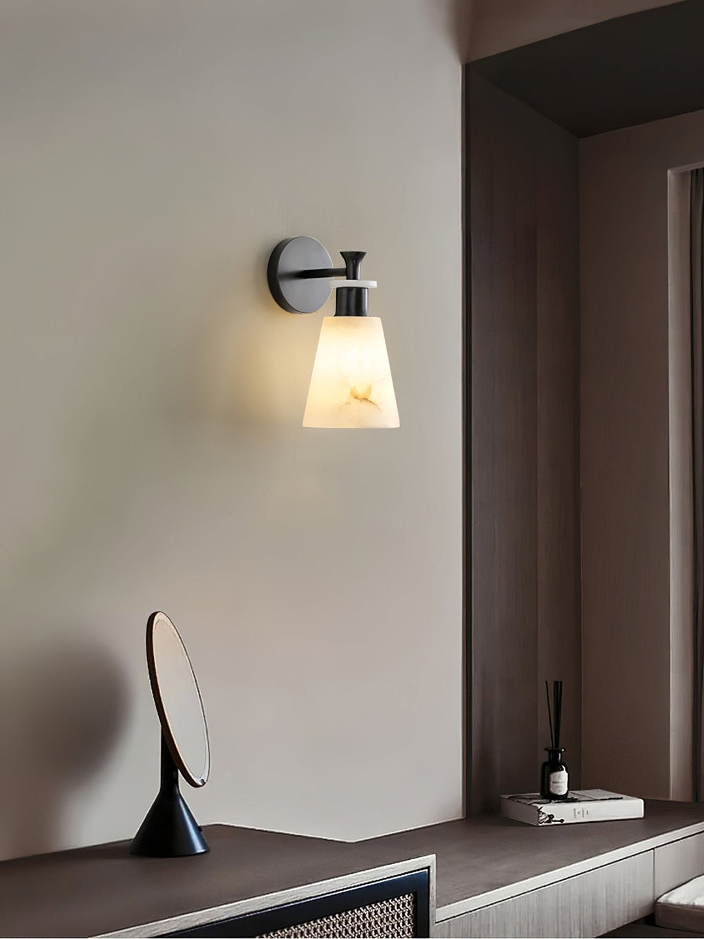 Tapered Alabaster Wall Light, Hardwired Wall Sconce, detail 5
