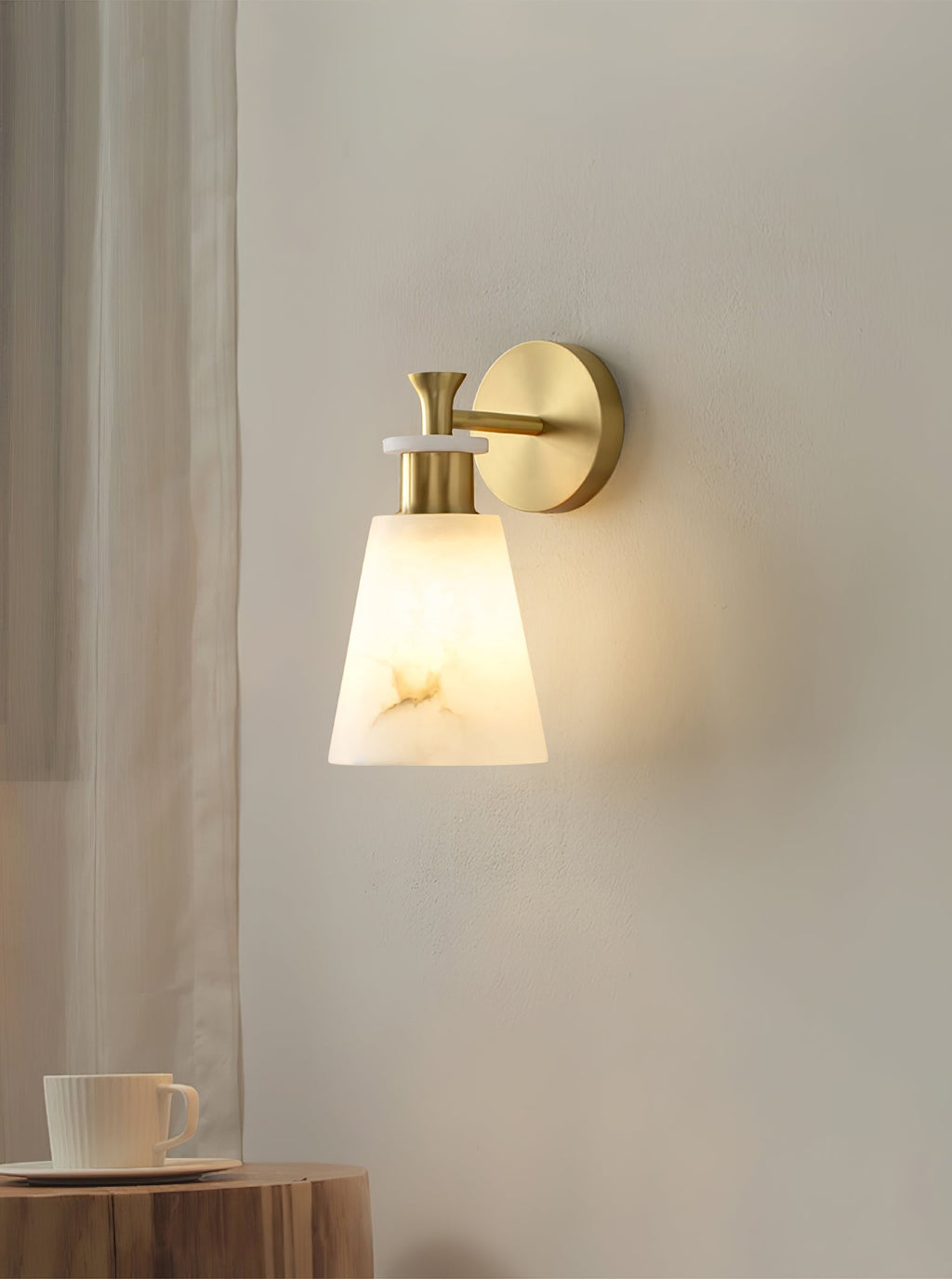 Tapered Alabaster Wall Light, Hardwired Wall Sconce, detail 7