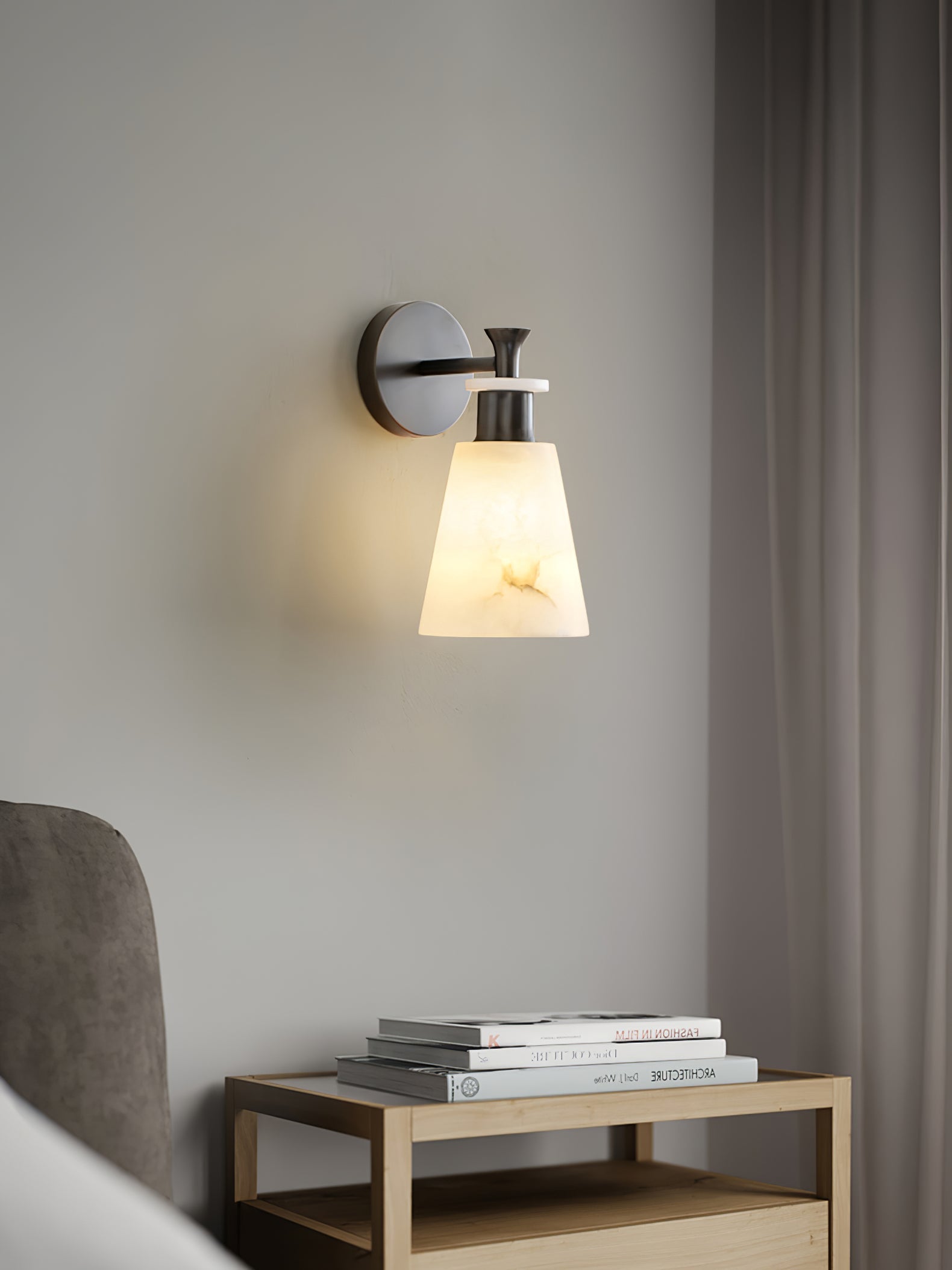 Tapered Alabaster Wall Light, Hardwired Wall Sconce, detail 16
