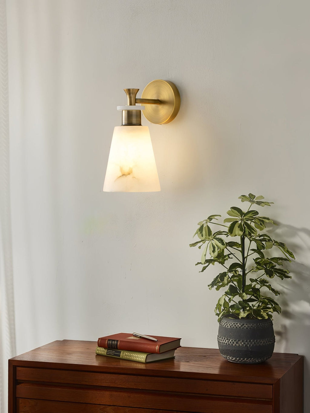 Tapered Alabaster Wall Light, Hardwired Wall Sconce, detail 4