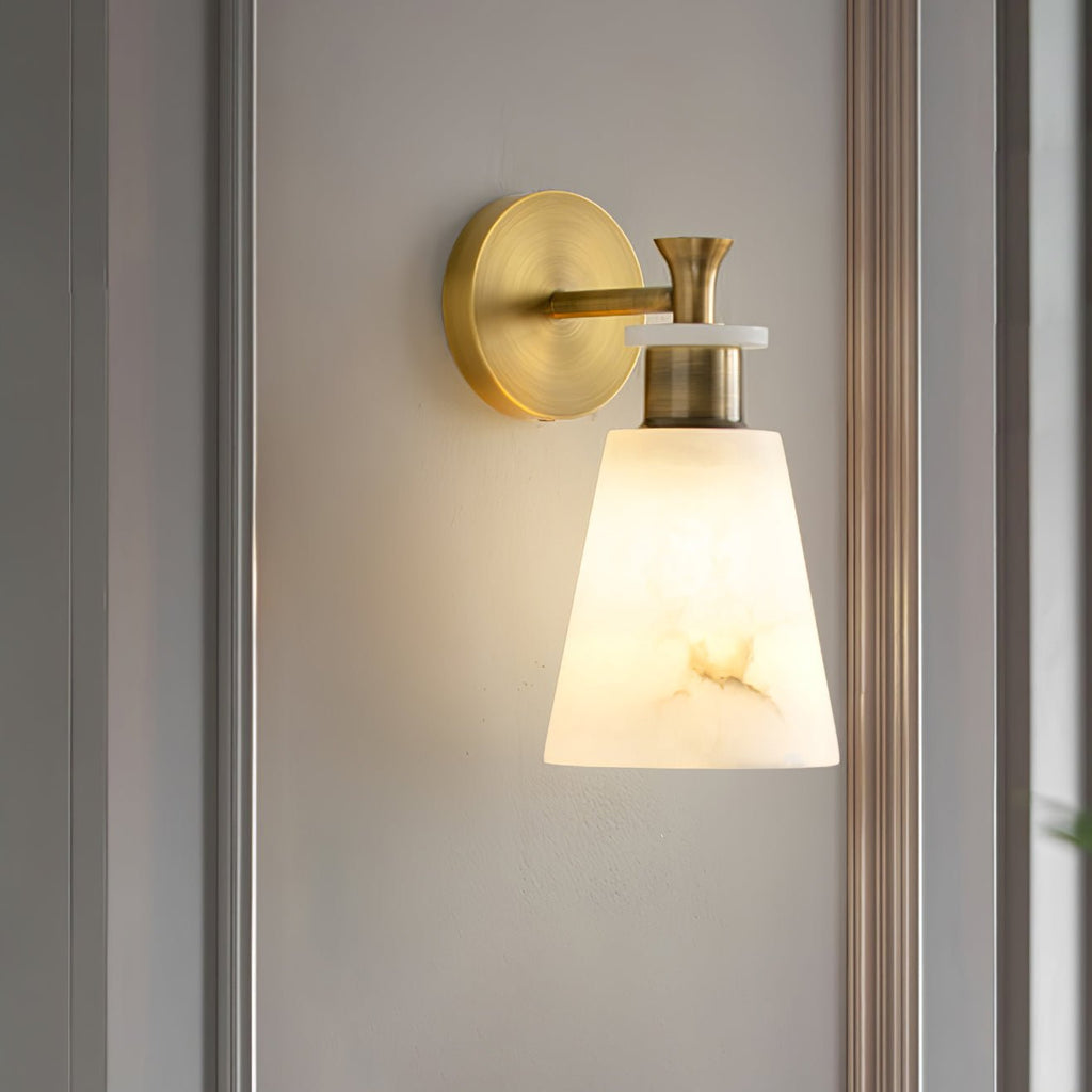 Tapered Alabaster Wall Light, Hardwired Wall Sconce, detail 2
