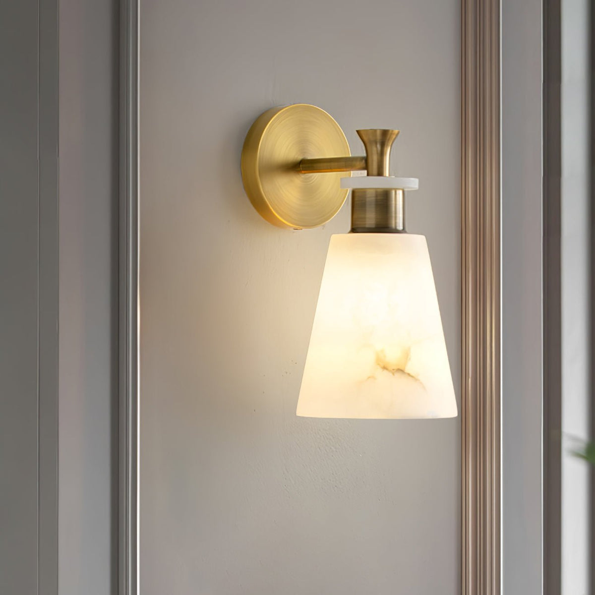 Tapered Alabaster Wall Light, Hardwired Wall Sconce, detail 2