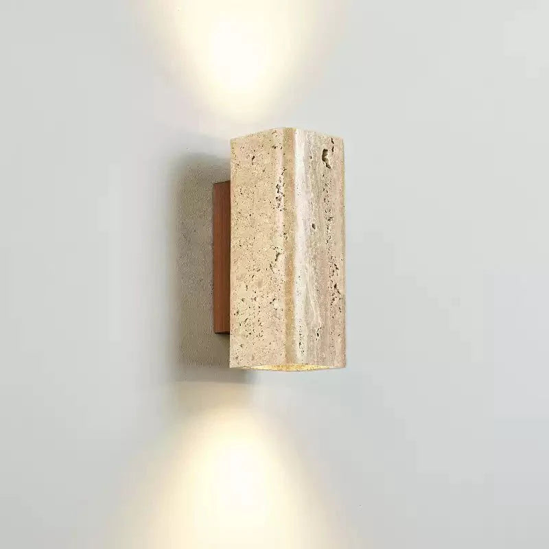 Tavora Arc Wall Light, Hardwired Wall Sconce, Travertine, Dia 7cm x 18cm