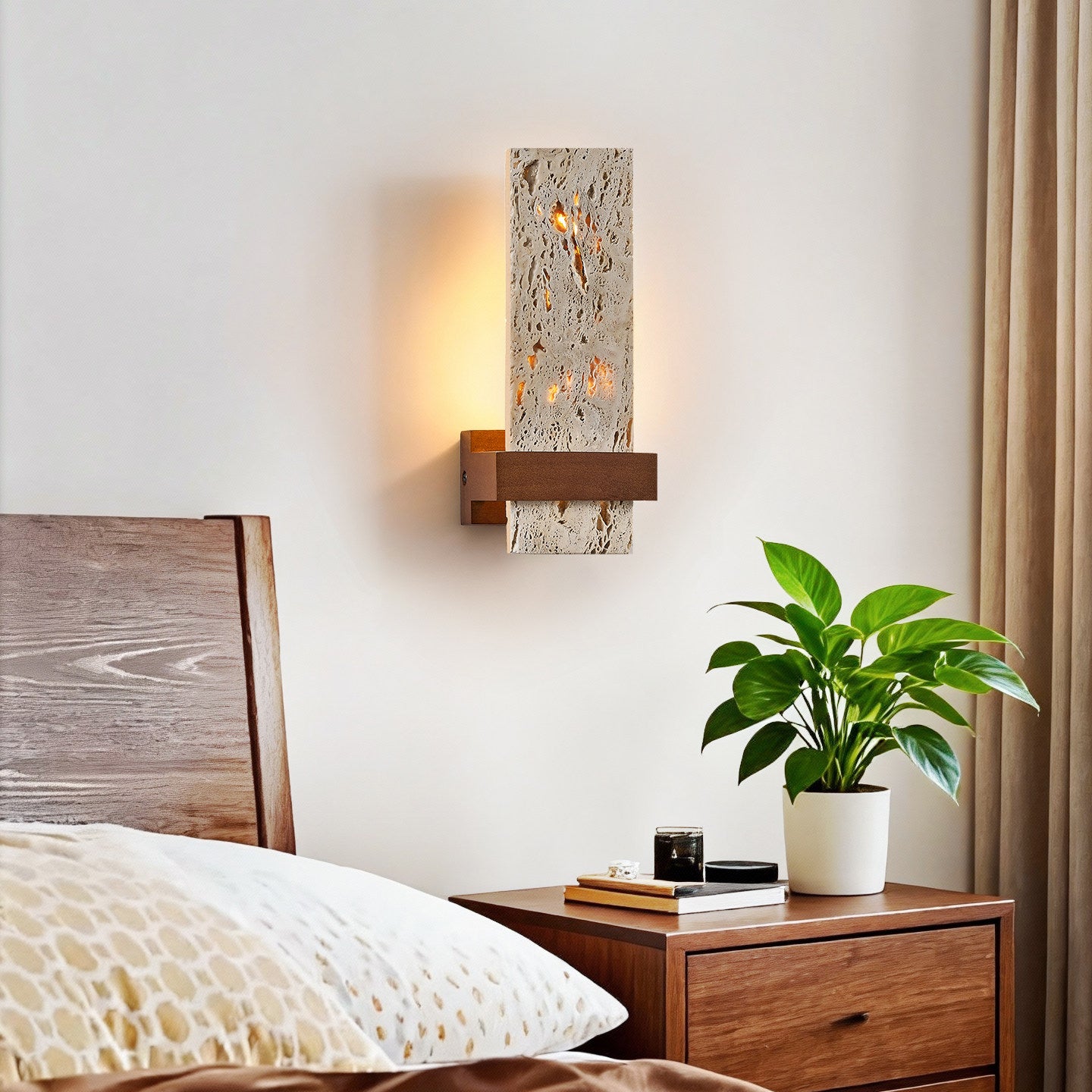 Terra Travertine Wall Light, Hardwired Wall Sconce, detail 2