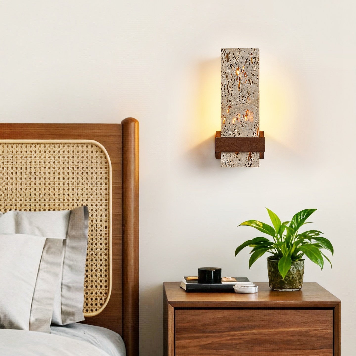 Terra Travertine Wall Light, Hardwired Wall Sconce, detail 3