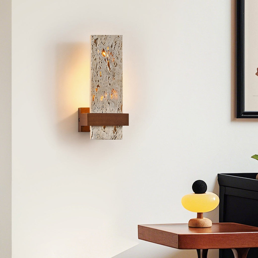 Terra Travertine Wall Light, Hardwired Wall Sconce, detail 4