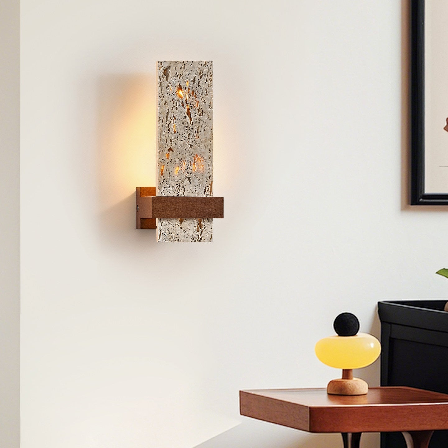 Terra Travertine Wall Light, Hardwired Wall Sconce, detail 4