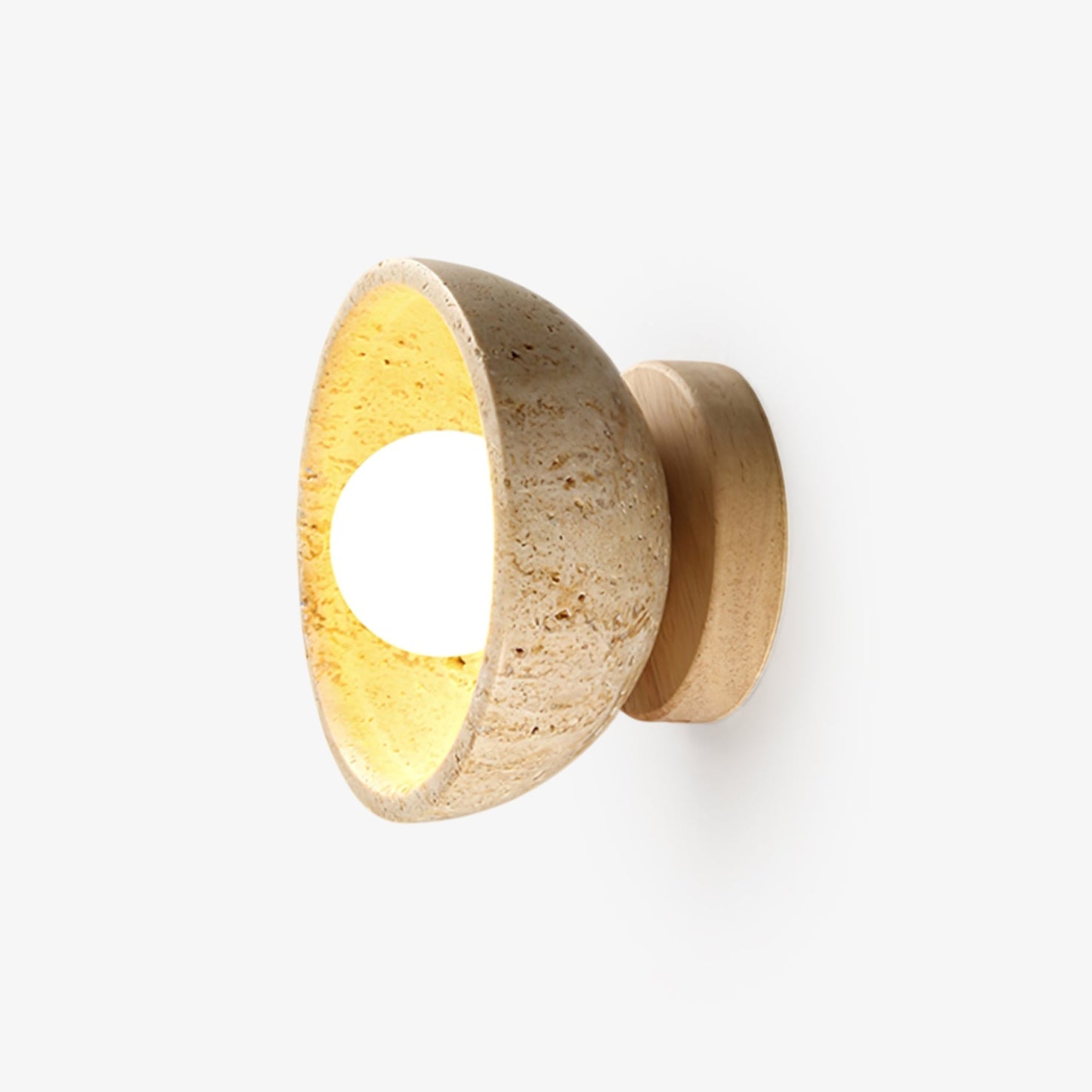 Terra Bowl Wall Light, Hardwired Wall Sconce, Yellow Travertine, Dia 15cm x H 11cm