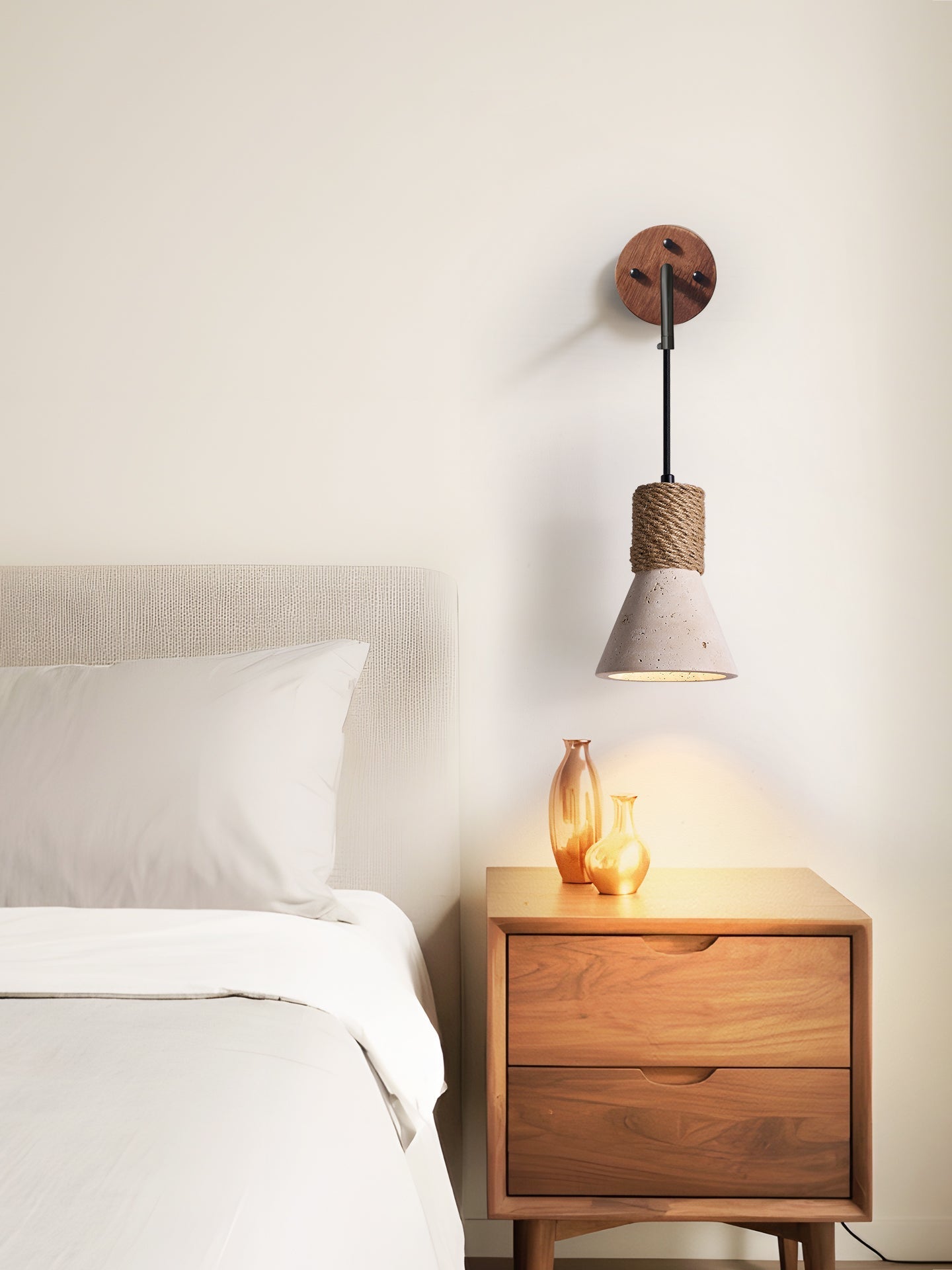 Terra Rope Wall Light - Dia 12cm x H 17cm Metal, Hardwired Wall Sconce, detail 2