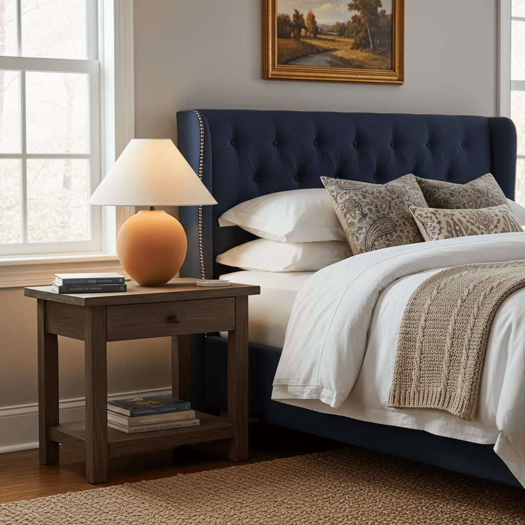 Terracotta Hued Ceramic Table Light, Bedside Table Lamp, detail 3