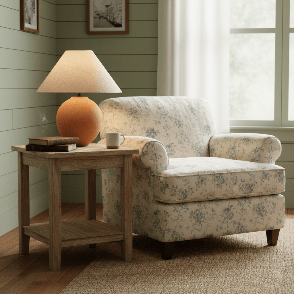 Terracotta Hued Ceramic Table Light, Bedside Table Lamp, detail 2