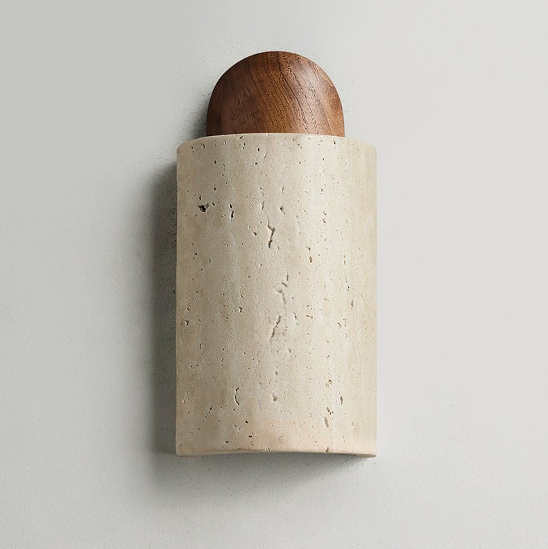 Travertine Cylinder Cap Wall Light - Wall Lamp, Hardwired Wall Sconce, detail 11