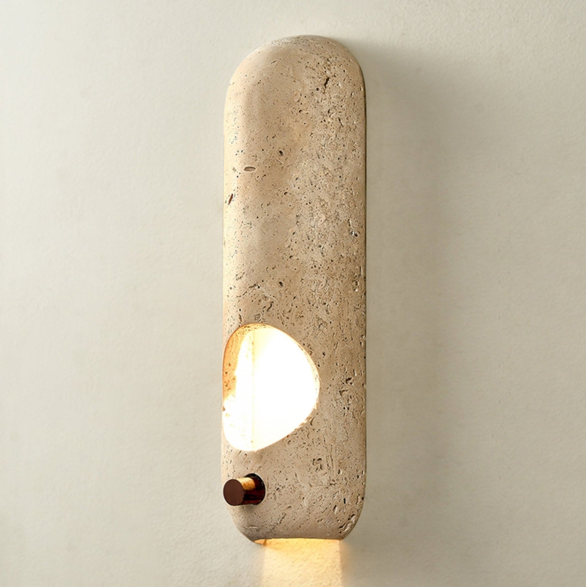 Travertine Oval Wall Light - Dia 9cm x H 30cm Metal, Hardwired Wall Sconce, detail 13