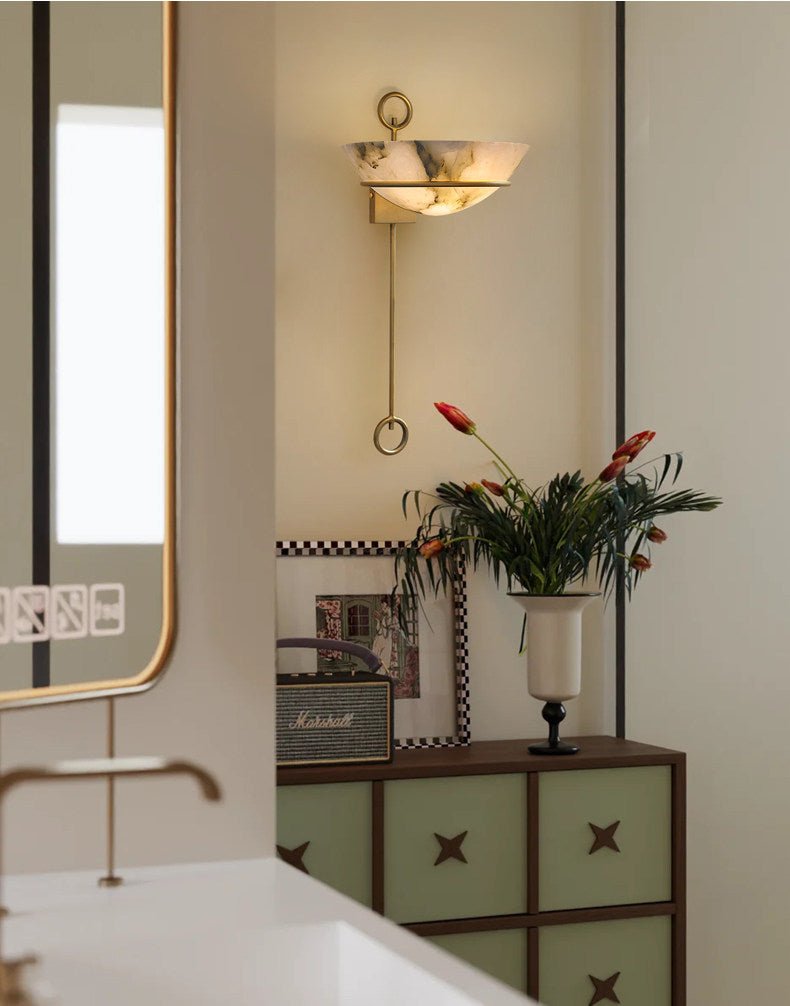 Tether Alabaster Wall Light, Hardwired Wall Sconce, detail 5