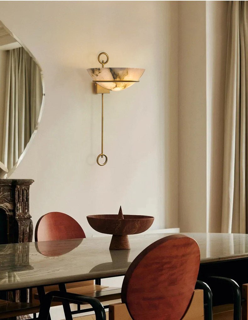 Tether Alabaster Wall Light, Hardwired Wall Sconce, detail 6
