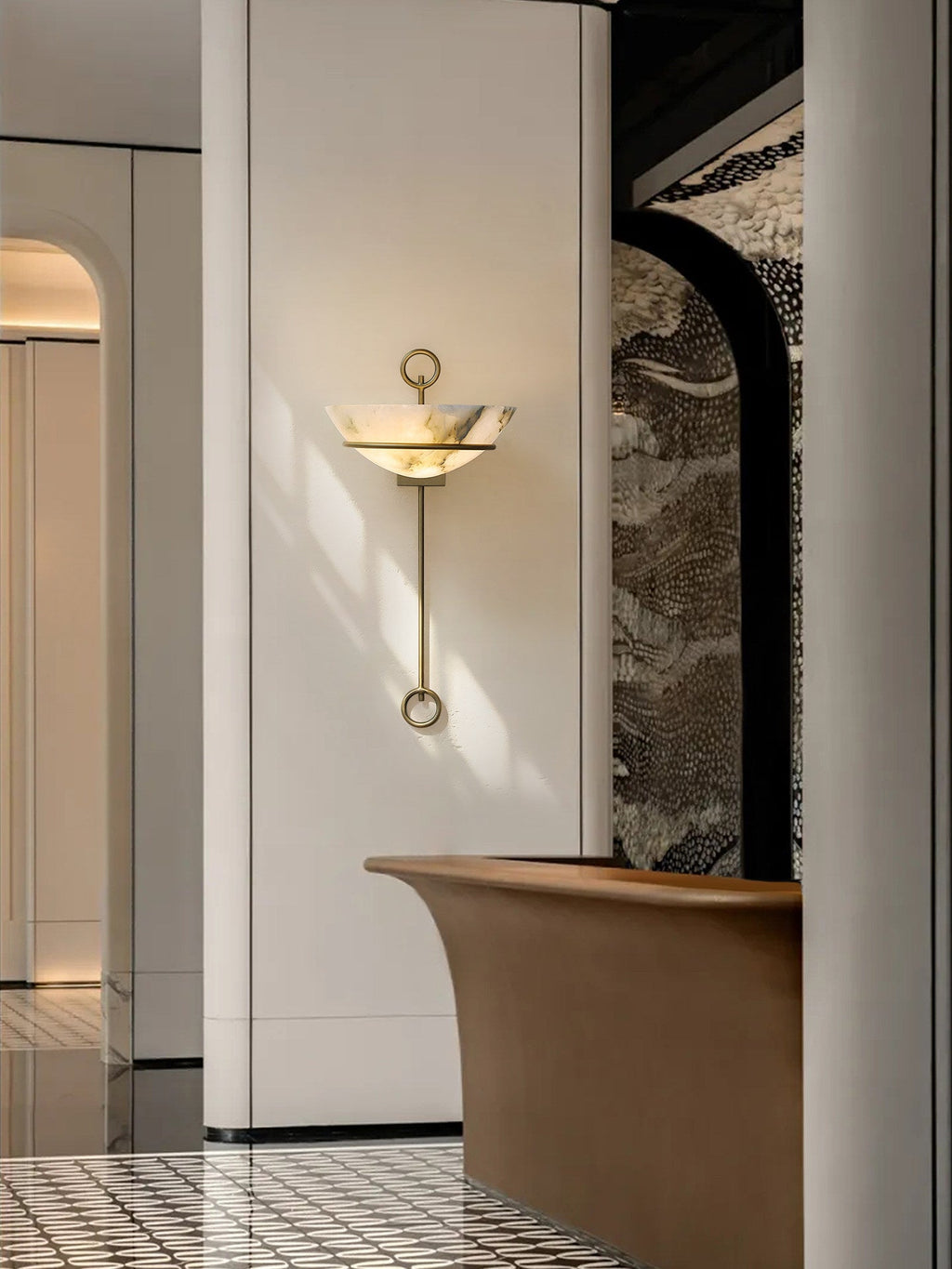 Tether Alabaster Wall Light, Hardwired Wall Sconce, detail 11