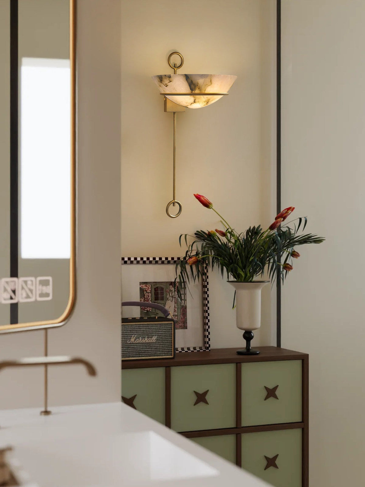 Tether Alabaster Wall Light, Hardwired Wall Sconce, detail 12