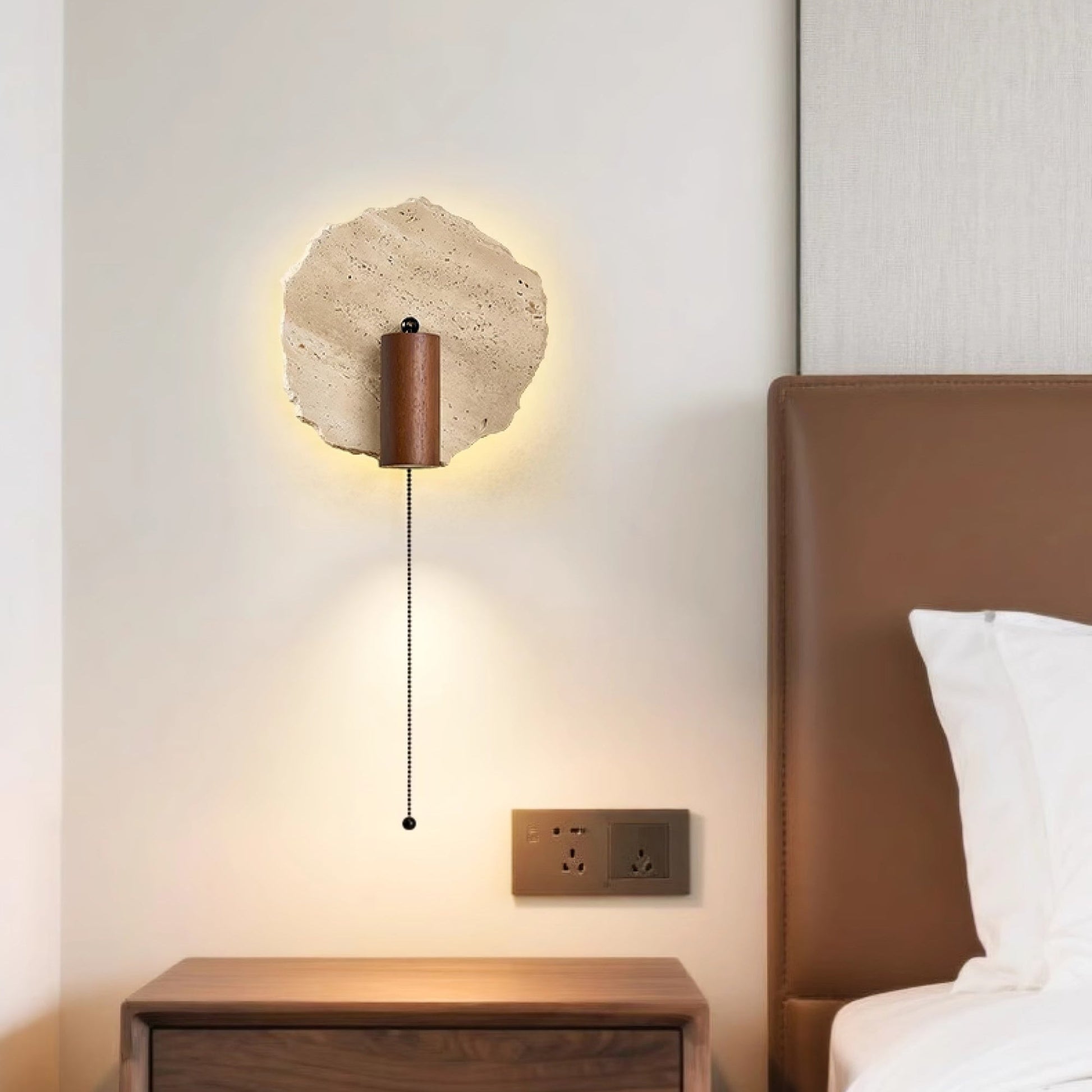 Thalos Travertine Wall Light, Hardwired Wall Sconce, detail 3