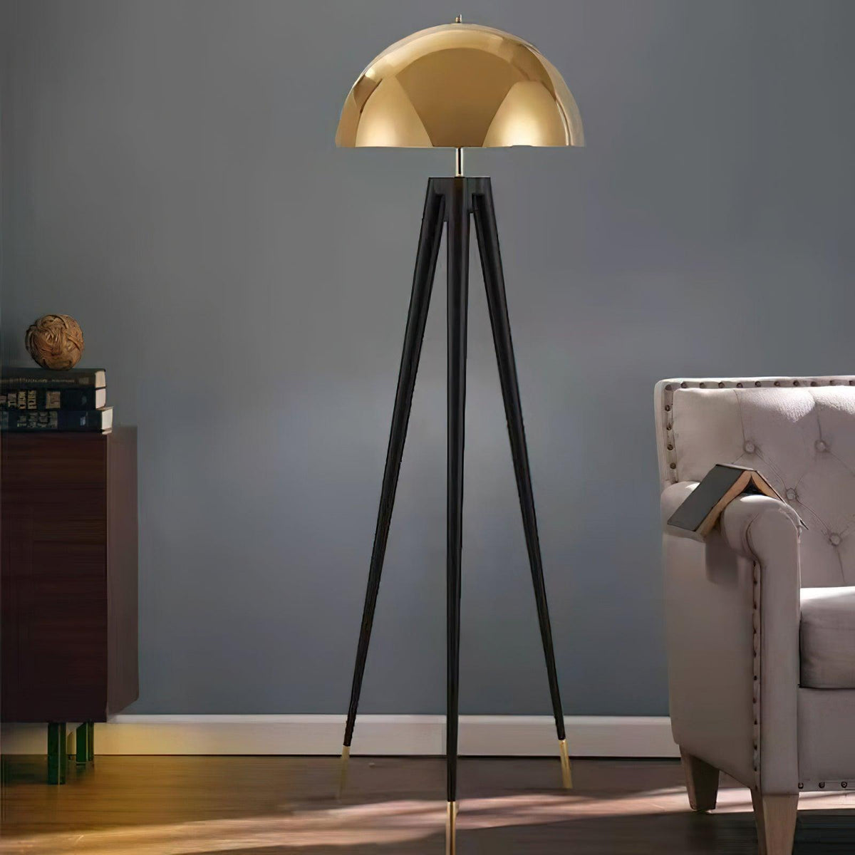 Three Legged Gold Gong Floor Light 19.7", Floor Lamp, detail 9