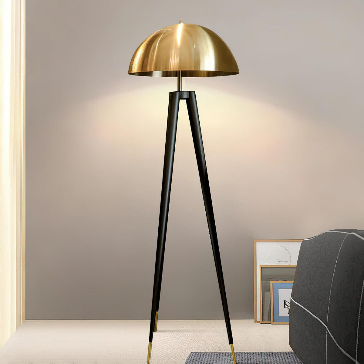 Three Legged Gold Gong Floor Light 19.7", Floor Lamp, detail 6