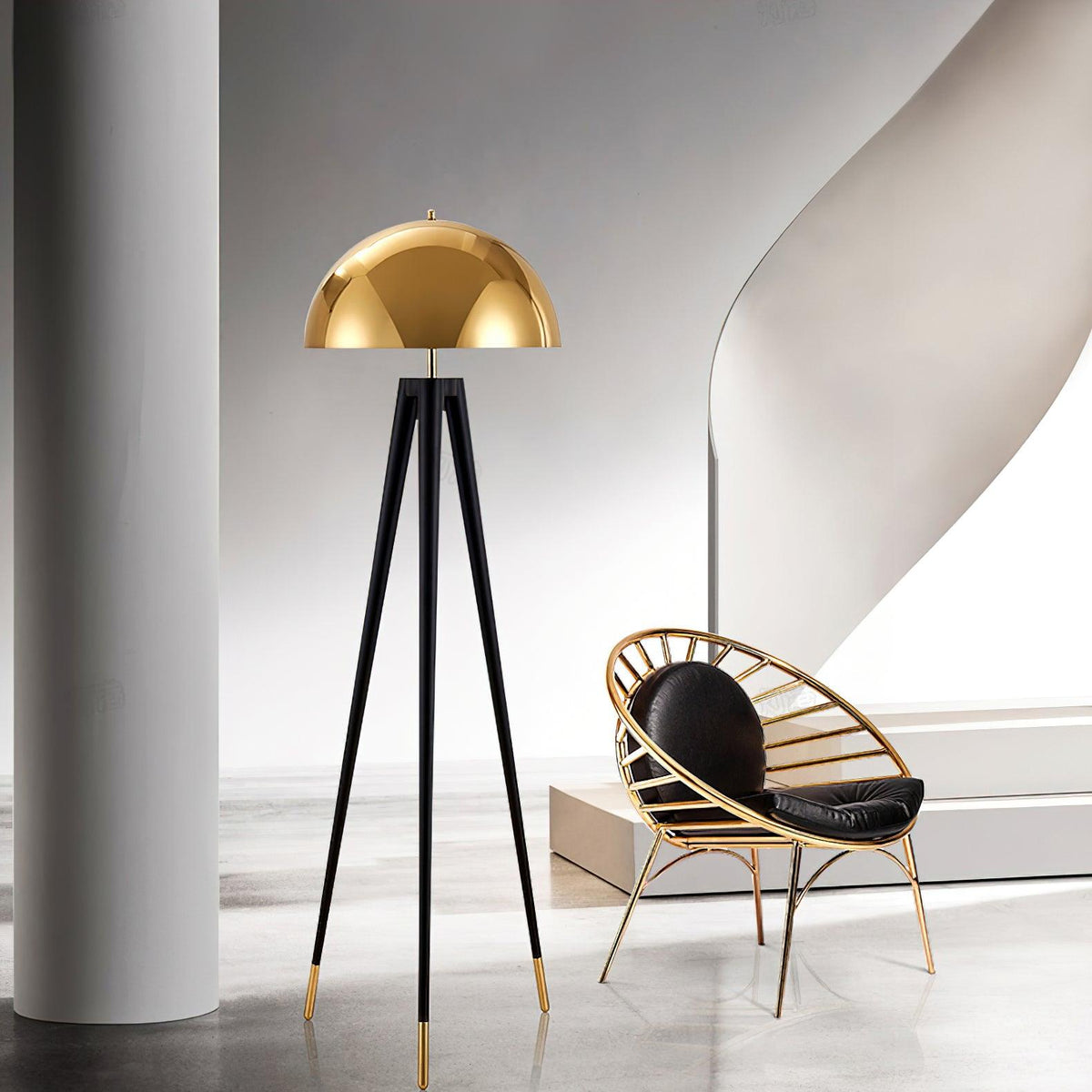 Three Legged Gold Gong Floor Light 19.7", Floor Lamp, detail 11