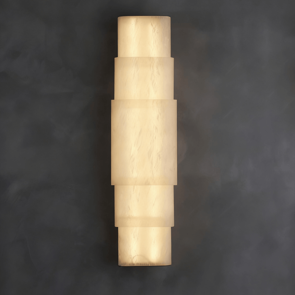 Tiered Alabaster Column Wall Light, Hardwired Wall Sconce, detail 9