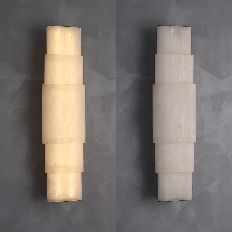 Tiered Alabaster Column Wall Light, Hardwired Wall Sconce, detail 7