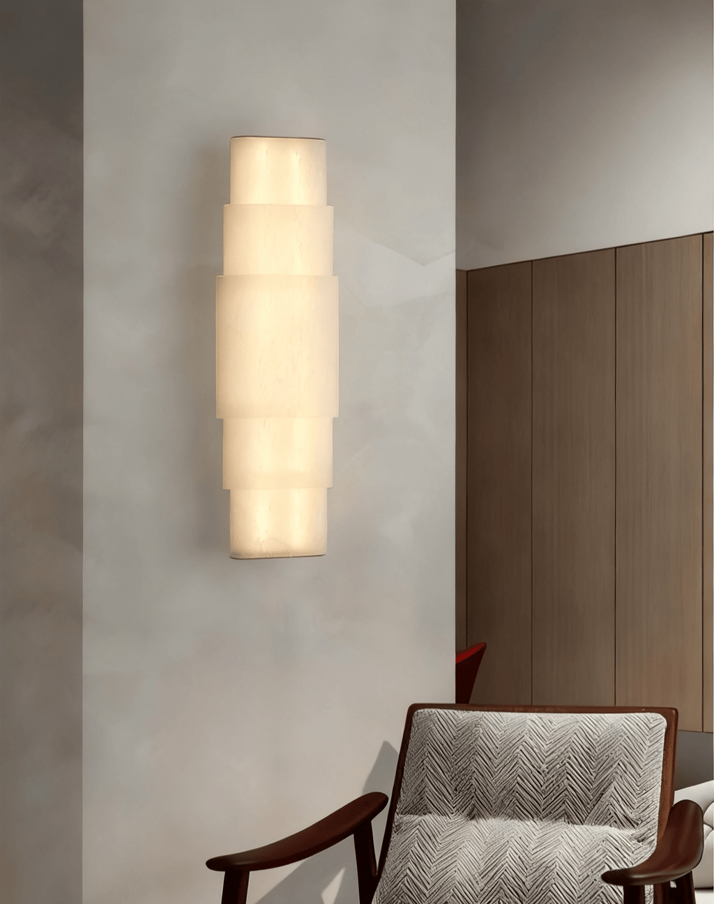 Tiered Alabaster Column Wall Light, Hardwired Wall Sconce, detail 4