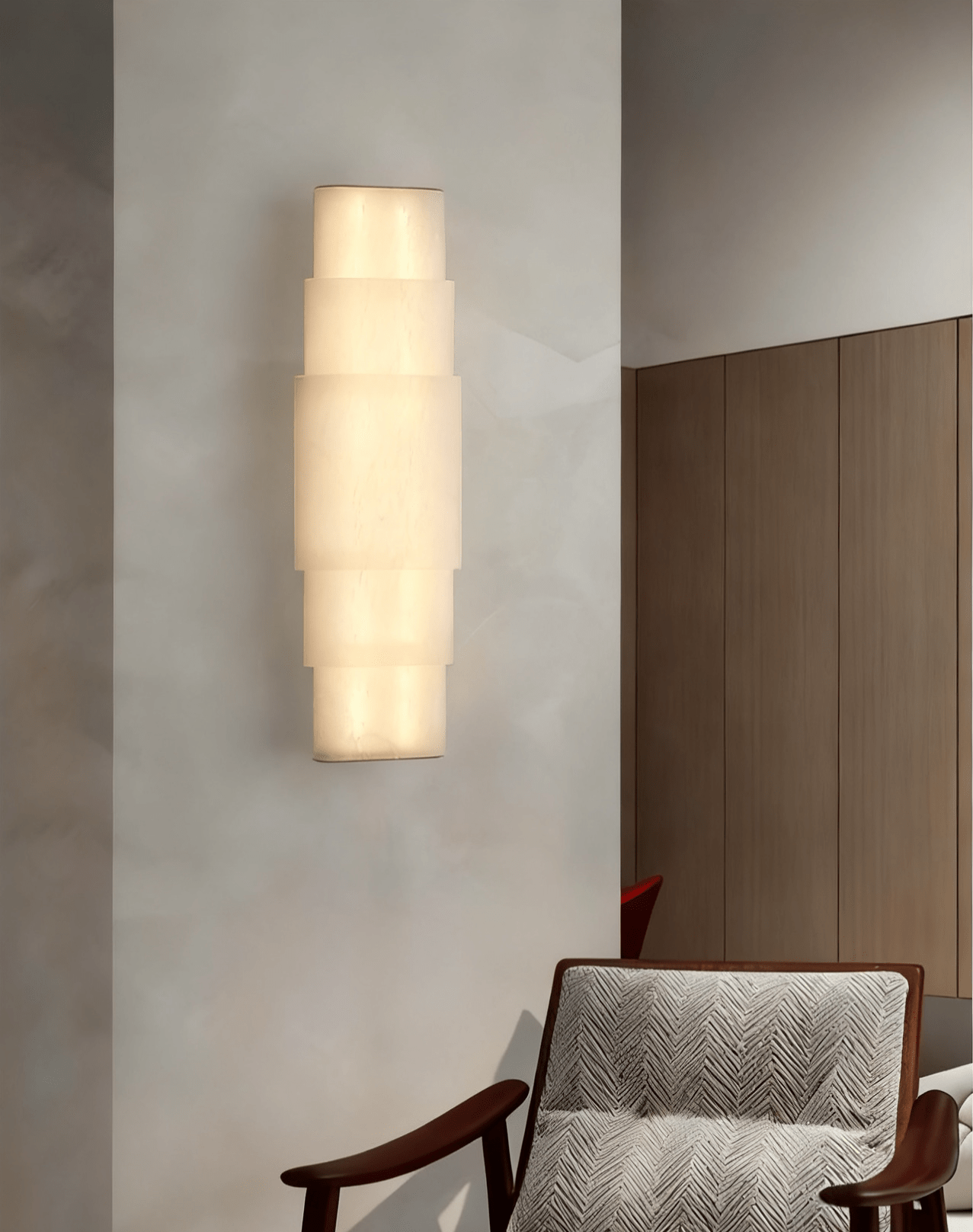 Tiered Alabaster Column Wall Light, Hardwired Wall Sconce, detail 4