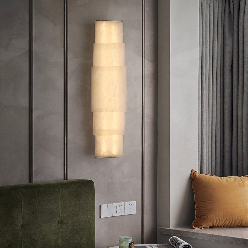 Tiered Alabaster Column Wall Light, Hardwired Wall Sconce, detail 2