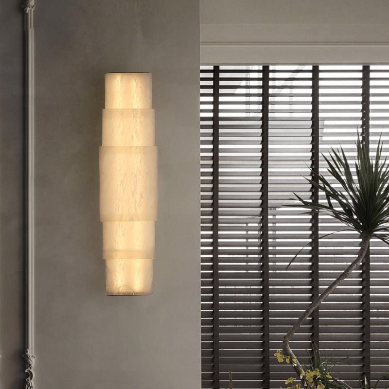 Tiered Alabaster Column Wall Light, Hardwired Wall Sconce, detail 5
