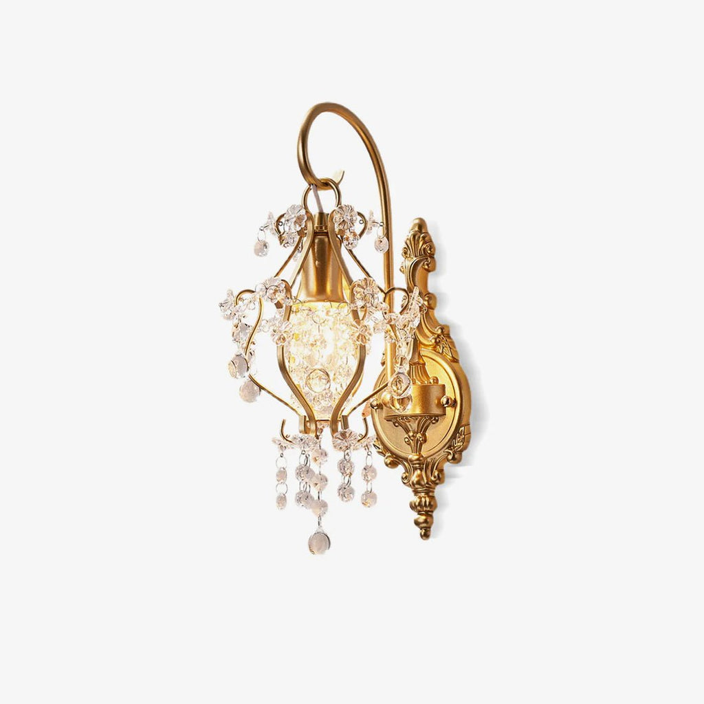 Timon Crystal Wall Light, Hardwired Wall Sconce, Iron, W 6.7″ x D 8.7″x H 15.7″