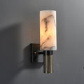 Torch Alabaster Wall Light, Hardwired Wall Sconce, Brass, Dia 15cm x H 38cm