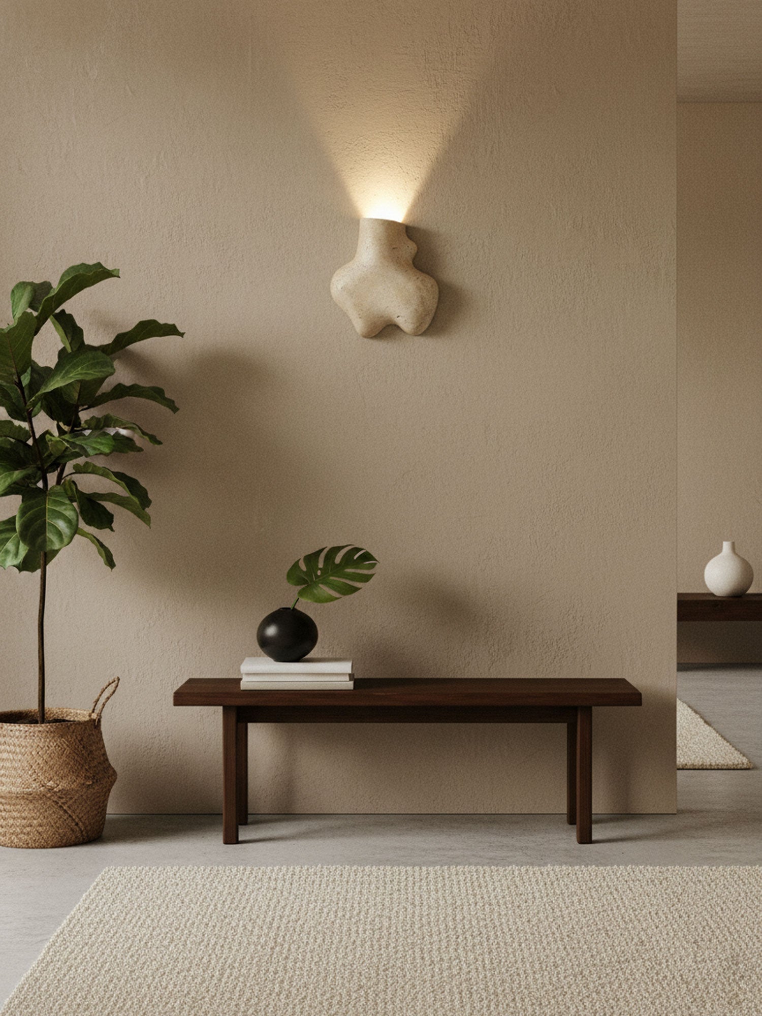 Travertine Abstract Wall Light, Hardwired Wall Sconce, detail 4