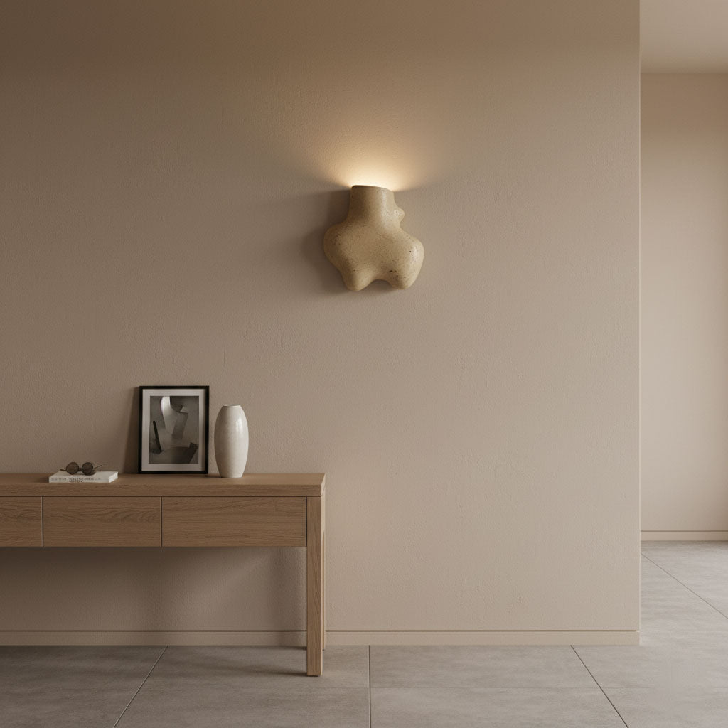 Travertine Abstract Wall Light, Hardwired Wall Sconce, detail 7