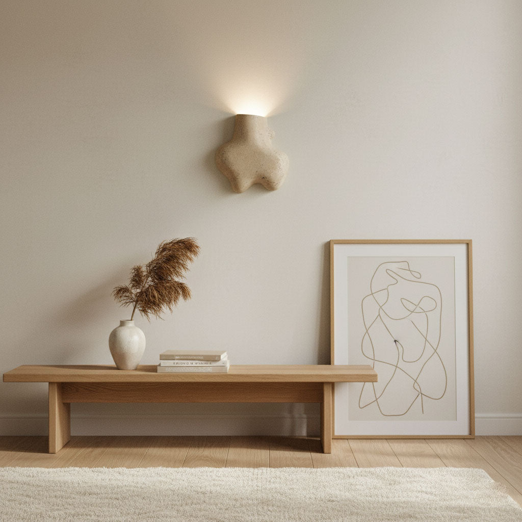 Travertine Abstract Wall Light, Hardwired Wall Sconce, detail 5