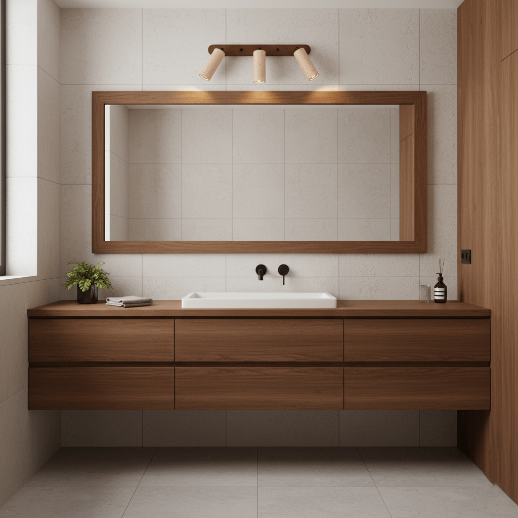 Travertine Triple Spotlight Wall Light - Dia 35cm x H 16.5cm Travertine, Hardwired Wall Sconce, detail 3
