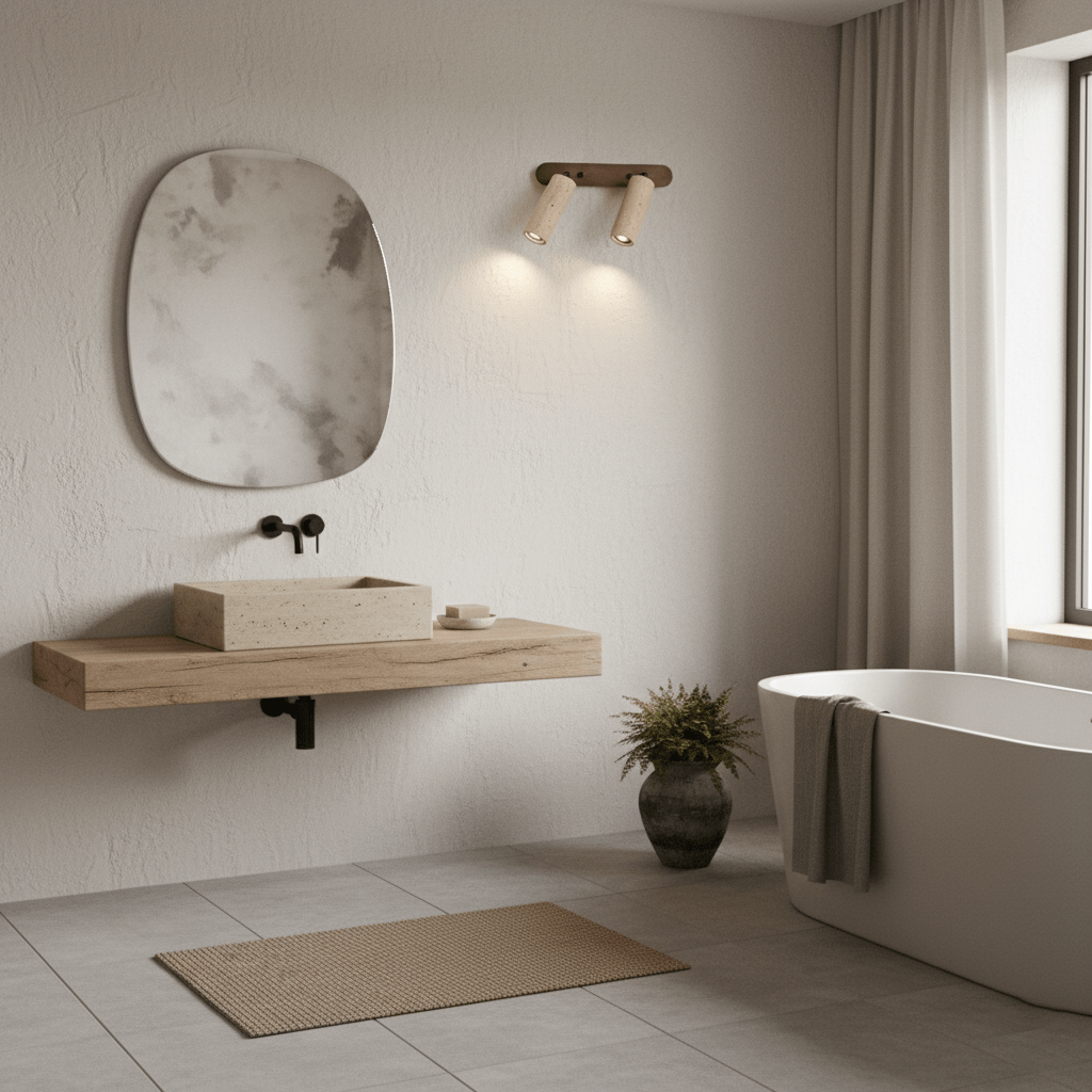 Travertine Triple Spotlight Wall Light - Wall Lamp, Hardwired Wall Sconce, detail 3