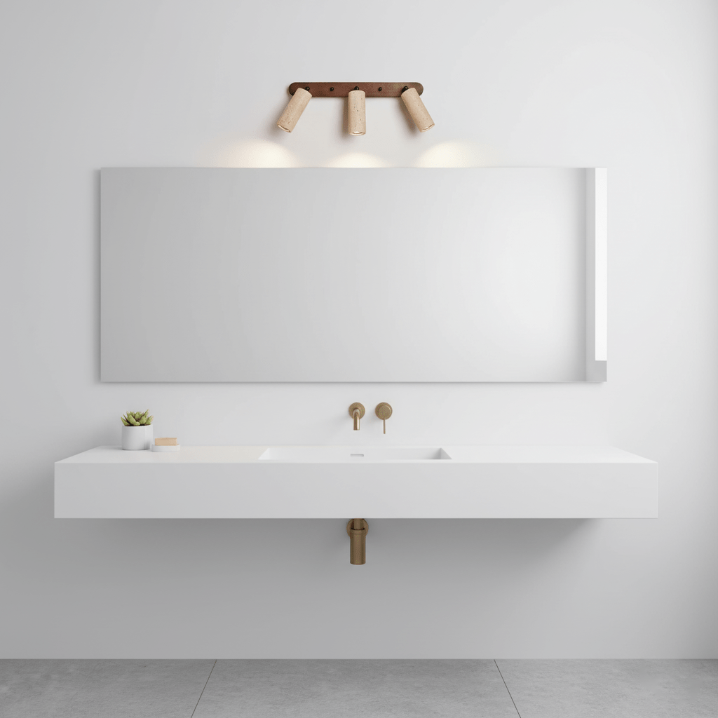 Travertine Triple Spotlight Wall Light - Dia 35cm x H 16.5cm Travertine, Hardwired Wall Sconce, detail 6