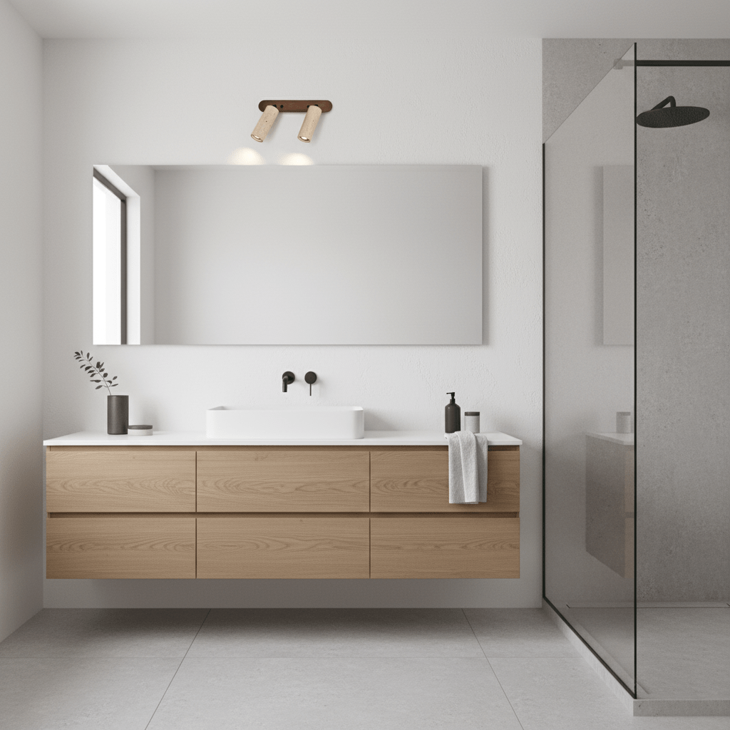 Travertine Triple Spotlight Wall Light - Dia 35cm x H 16.5cm Travertine, Hardwired Wall Sconce, detail 8