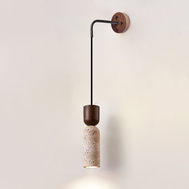 Travertine Fusion Wall Light, Hardwired Wall Sconce, Metal, Model A: Dia 6.5cm x H 24cm