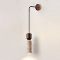 Travertine Fusion Wall Light, Hardwired Wall Sconce, Metal, Model A: Dia 6.5cm x H 24cm