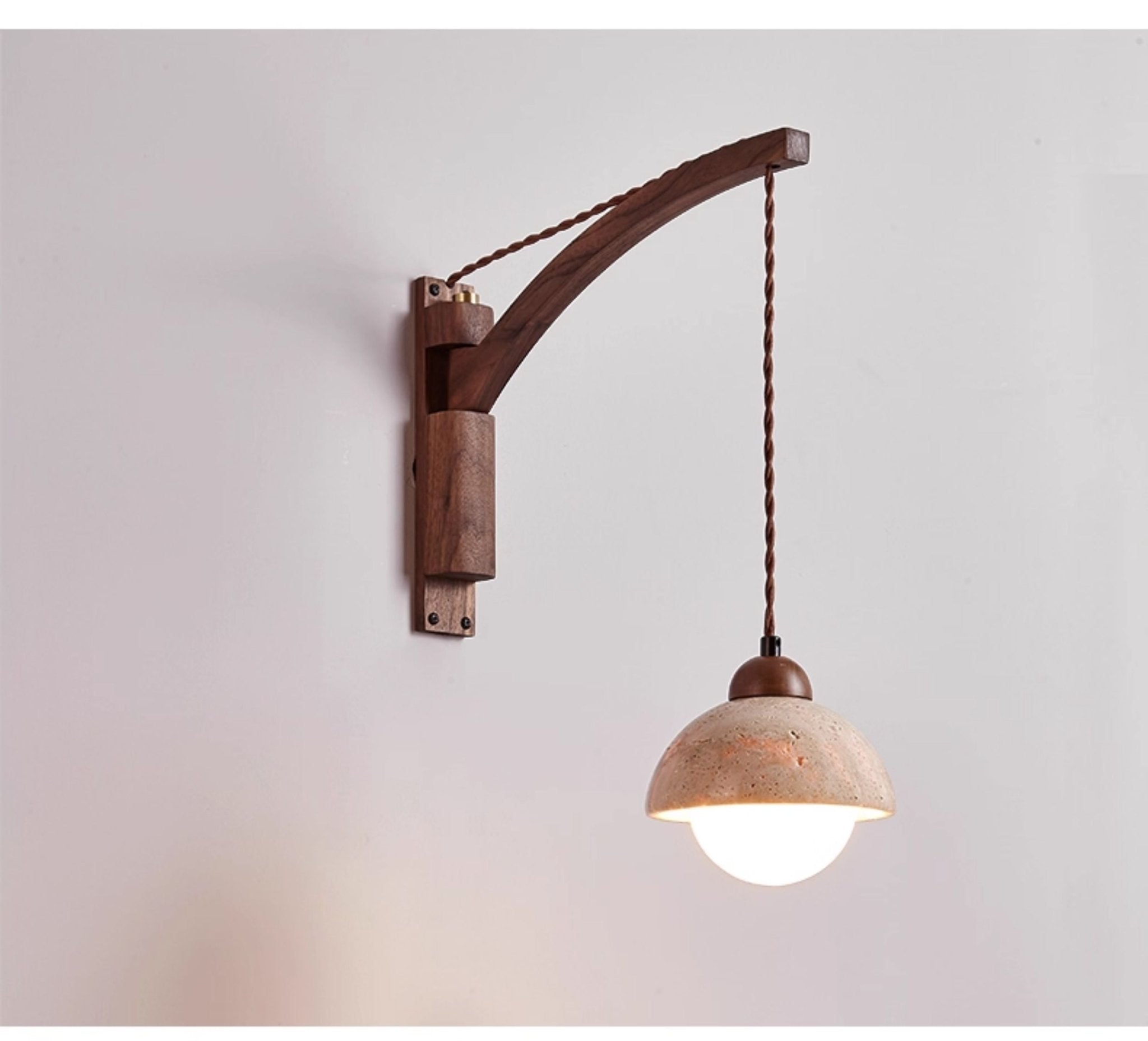 Travertine Pivot Arm Wall Light, Hardwired Wall Sconce, detail 19