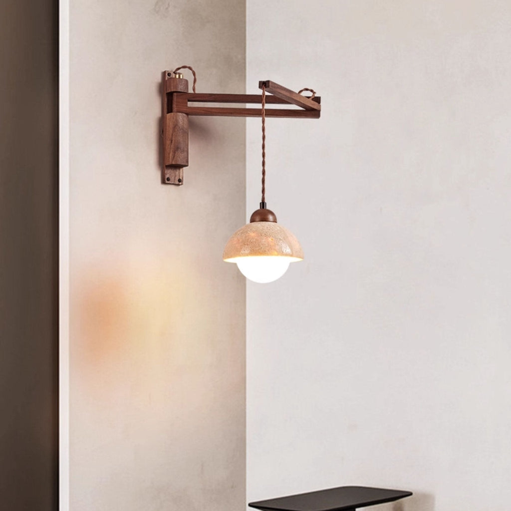 Travertine Pivot Arm Wall Light, Hardwired Wall Sconce, detail 11