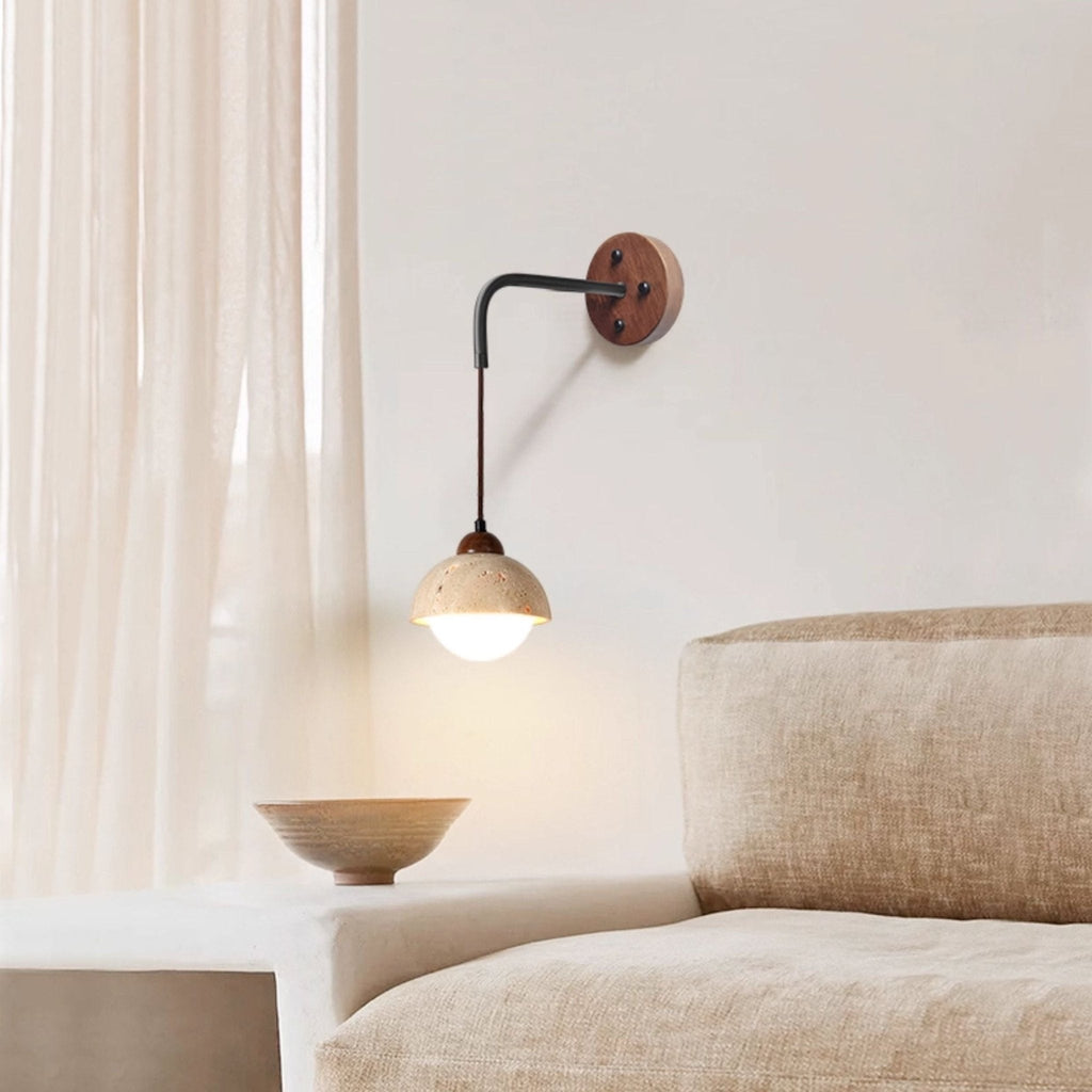 Travertine Pivot Arm Wall Light, Hardwired Wall Sconce, detail 13