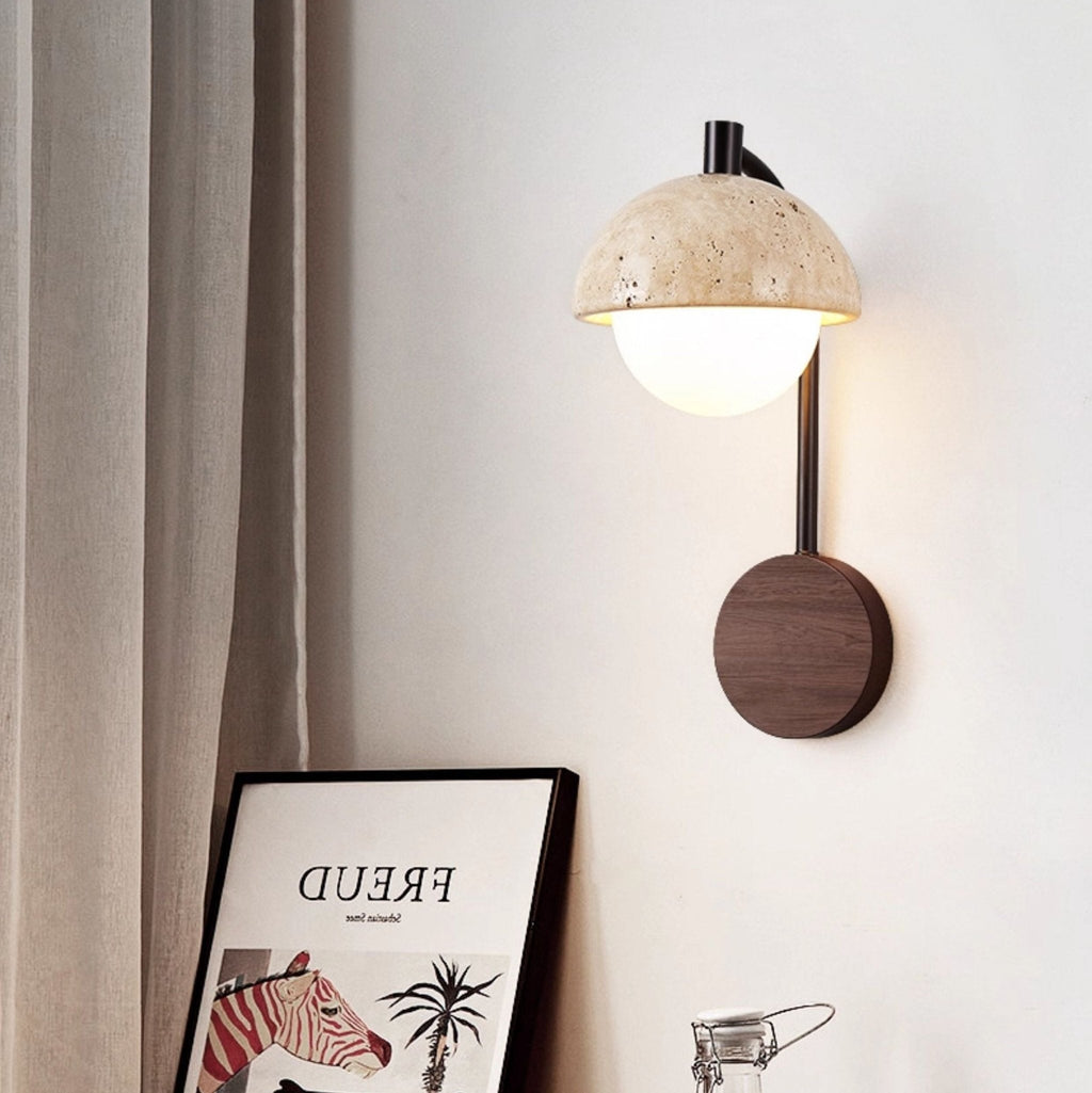 Travertine Pivot Arm Wall Light, Hardwired Wall Sconce, detail 14